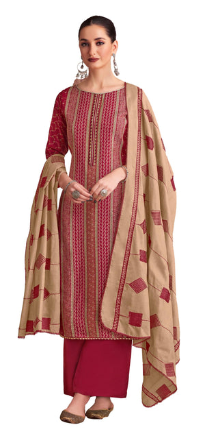 DRAVINAM Trends Women's Unstitched Rayon Salwar Suit Dress Material – Viscose Rayon Printed Hand work Top, Rayon Unstitch Bottom and Embroidered Cotton Dupatta