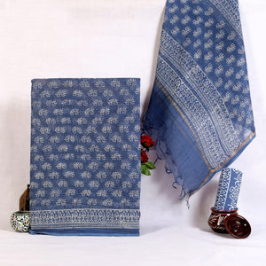 DRAVINAM Trends Jaipuri Hand Block Print Pure Kota Doriya Unstitched Suit Dress Material with Kota Doriya Hand Printed Dupatta