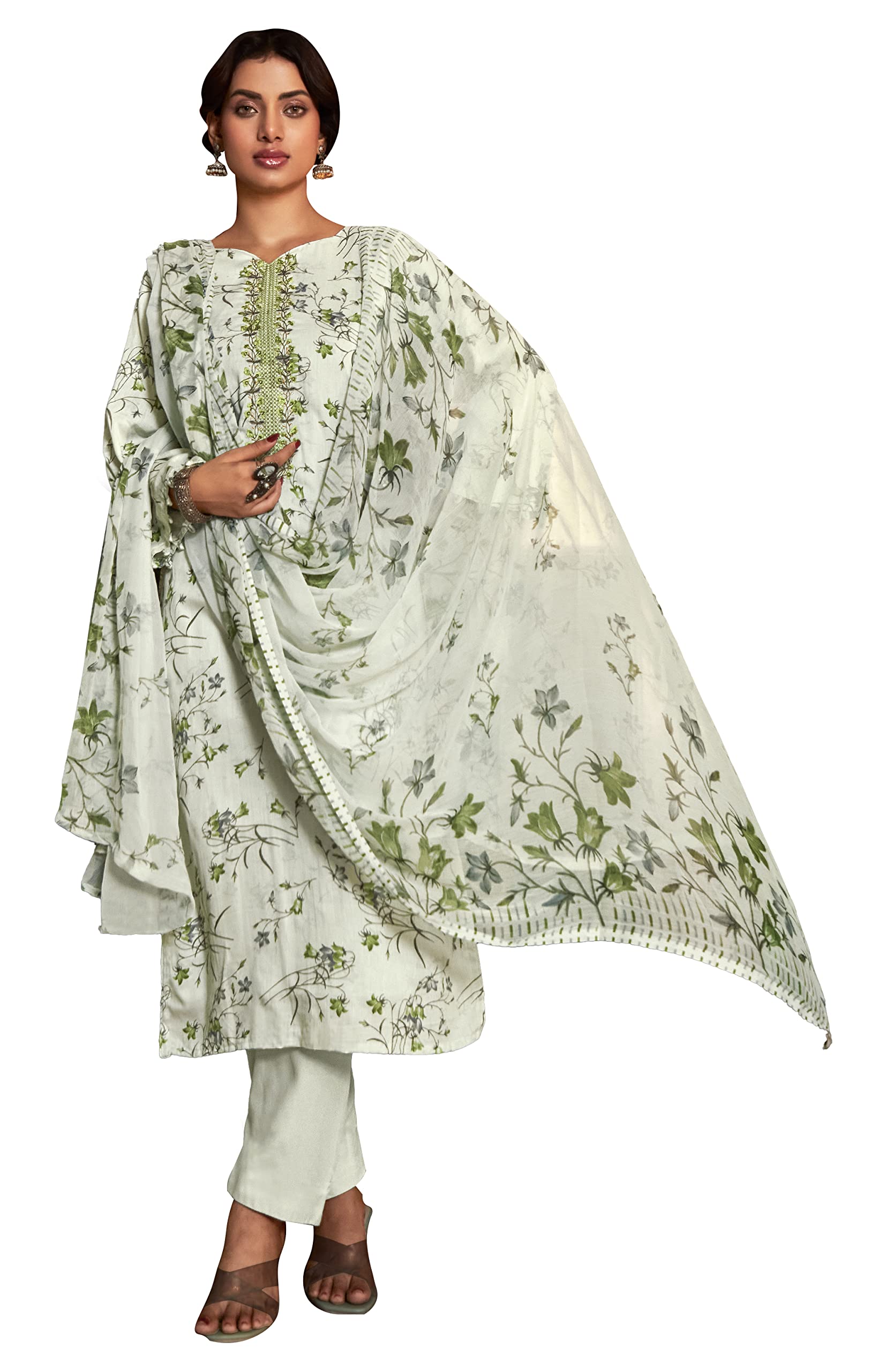 DRAVINAM Trends Women's Cotton Embroidered Unstitiched Salwar Suit Material