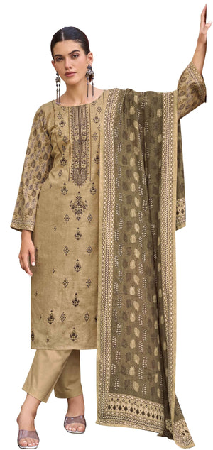 DRAVINAM Trends Women's Pure Lawn Cotton Pakistani Embroidered Salwar Suit Dress Material with Unstitched Bottoms and Printed Cotton Dupatta