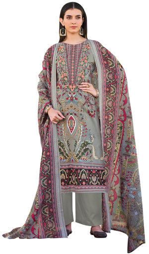 DRAVINAM Trends Pure Cotton Digital Print Pakistani Embroidered Suit Dress Material with Unstitched Bottoms and Cotton Dupatta