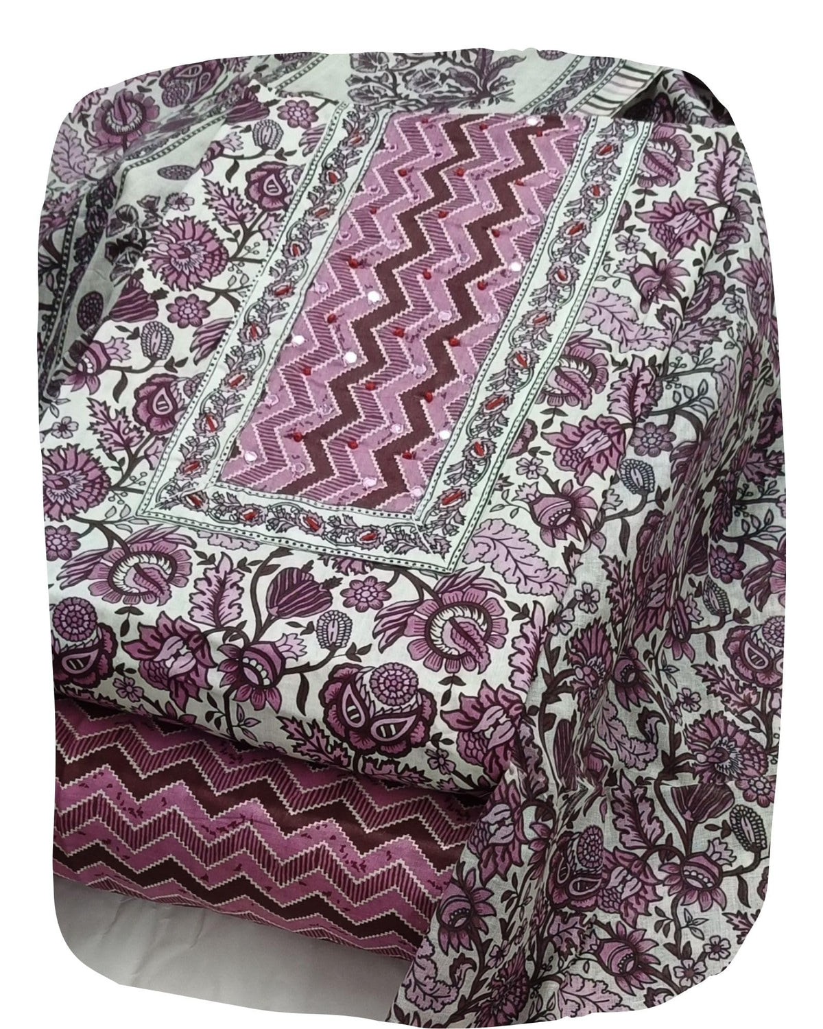 DRAVINAM Trends Women's Ethnic Pure Cotton Jaipuri Printed Unstitched Salwar Suit Dress Material with Dupatta
