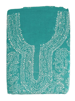 DRAVINAM Trends Women’s Cotton Unstitched Chikankari Suit Set with Dupatta & Bottom | Hand-Embroidered Lucknowi Dress Material | Premium Ethnic Wear for Women | Free Size (3-Piece)
