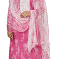 DRAVINAM Trends Women's Unstitched Digital Print Schiffli Chicken Work Pure Cotton Cambric Salwar Suit Dress Material with Digital Printed Bamber Half Pure Dupatta (Pink)