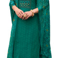DRAVINAM Trends Unstitched Printed Embroidered Rayon Salwar Suits Set with Chiffon Dupatta (Green)