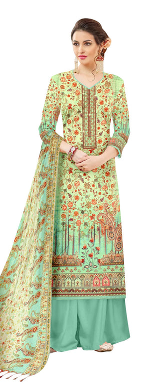 DRAVINAM Trends Pure Pashmina Siroski Work Digital Printed Unstitched Salwar Suit Material with Pashmina Printed Dupatta