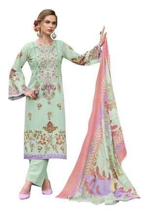 DRAVINAM Trends Women's Unstitched Cotton Suit Dress Material - Pure Cotton Embroidered Digital Top II Cotton Bottoms II Cotton Digital Print Dupatta