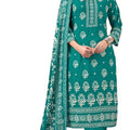 DRAVINAM Trends Women's Winter Wear Unstitched Discharge Print Hand Work Woollen Viscose Pashmina Salwar Suit Dress Material with Pashmina Printed Shawl Dupatta