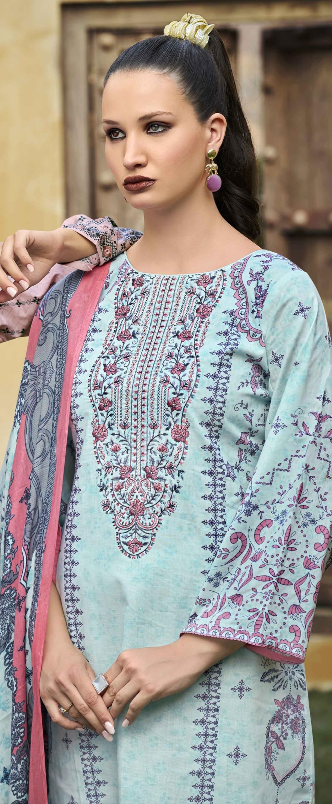 DRAVINAM Trends Kurti 2.50 mtrs, PURE COTTON DYED (2.7 m),PURE LAWN MULMUL DIGITAL PRINT COTTON DUP (2.25|Bawa