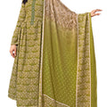 DRAVINAM Trends Women's Unstitched Embroidered Pure Woollen Pashmina Salwar Suit Dress Material with Digital Print Soft Pashmina Shawl Dupatta (Free Size_Green)