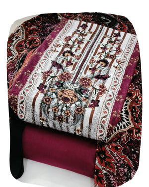 DRAVINAM Trends Women's Pure Cotton Unstitched Salwar Suit Dress Material Set | Pakistani Prints with Embroidery I Mulmul Dupatta