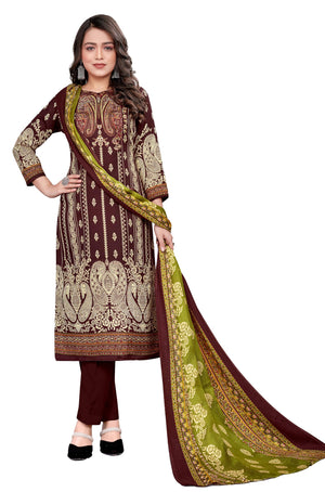 DRAVINAM Trends Printed Pashmina Unstitch Salwar Suit Dress Material with Printed Shawl Dupatta