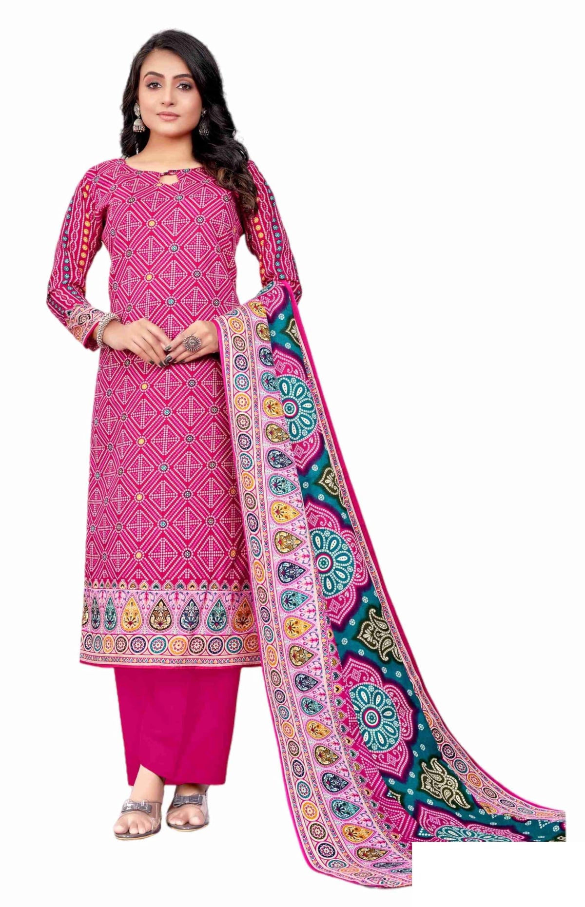 DRAVINAM Trends Heavy Spun Digital Style Printed Unstitched Salwar Suit for Women with Shawl Dupatta