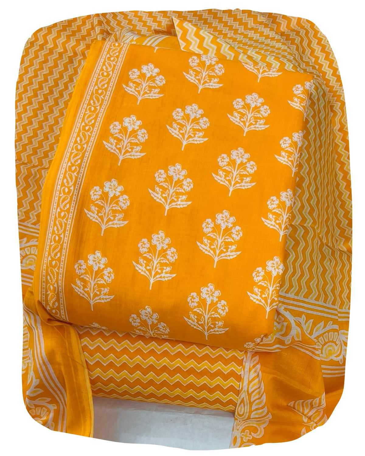 DRAVINAM Trends Jaipuri Print Cambric Cotton Unstitched Salwar Suit Dress Material for Women with Mulmul Cotton Dupatta
