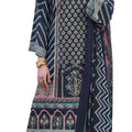 DRAVINAM Trends Kurti 2.50 mtrs, Pure Cotton (3 mtrs apx), Pure MAL MAL Cotton Dupatta Digital Print|Navy Blue