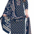 DRAVINAM Trends Women's Unstitched Cambric Cotton Printed Embroidered Salwar Suit Dress Material with Cotton Digital printed Dupatta (Blue)