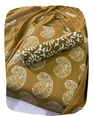 DRAVINAM Trends Unstitched Jaipuri Handmade Wax Batik Print Soft Cotton Dress Material with Dupatta