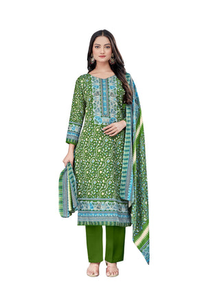 DRAVINAM Trends Women's Unstitched Kaani Kashmiri Print Woolen Winter wear Dress Material Fabric for Salwar Suit with printed pashmina Kashmiri shawl dupatta