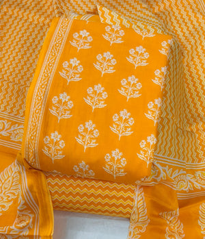 DRAVINAM Trends Jaipuri Print Cambric Cotton Unstitched Salwar Suit Dress Material for Women with Mulmul Cotton Dupatta