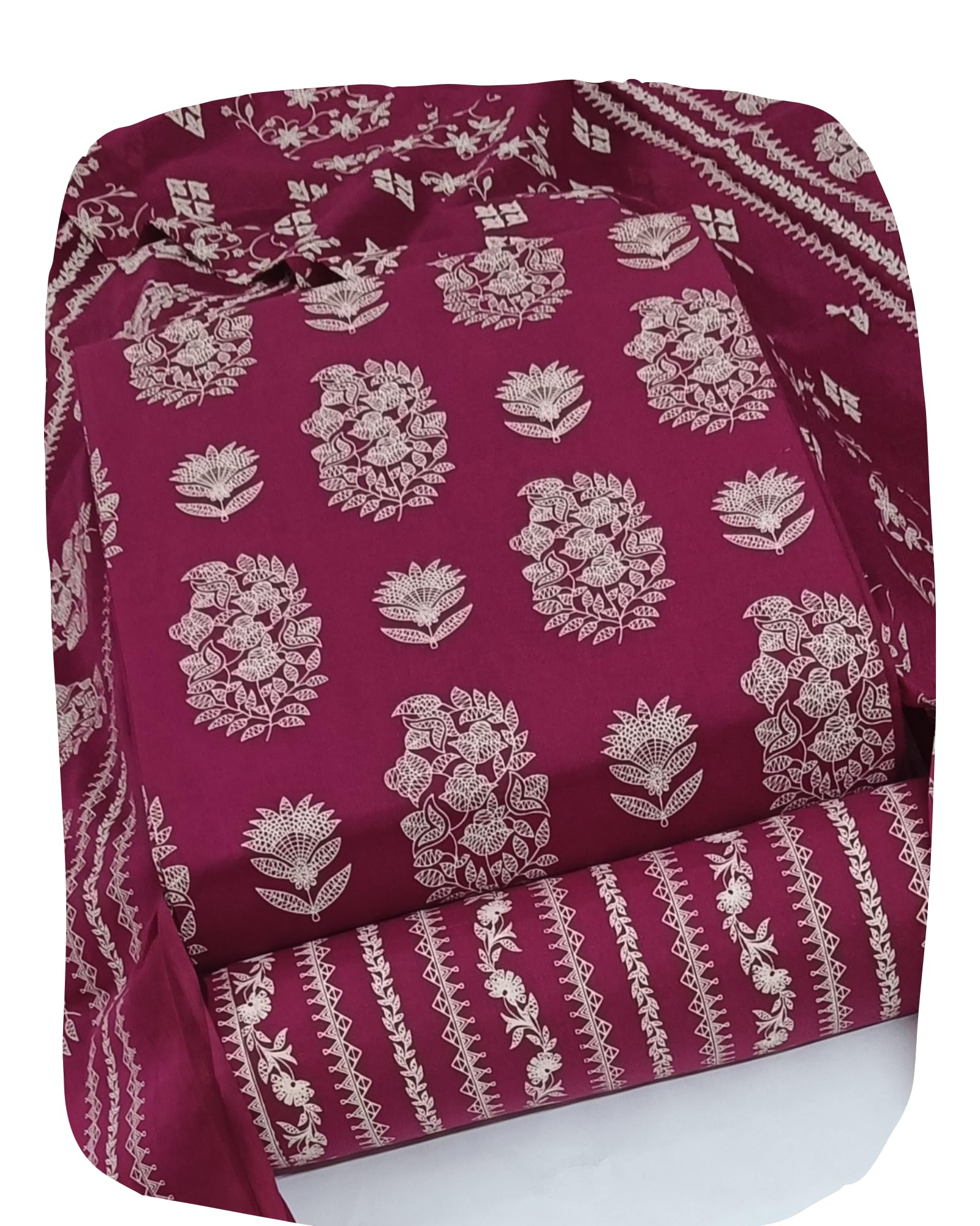 DRAVINAM Trends Discharge Prints Pure Soft Cotton Unstitched Salwar Suit Dress Material with Cotton Dupatta