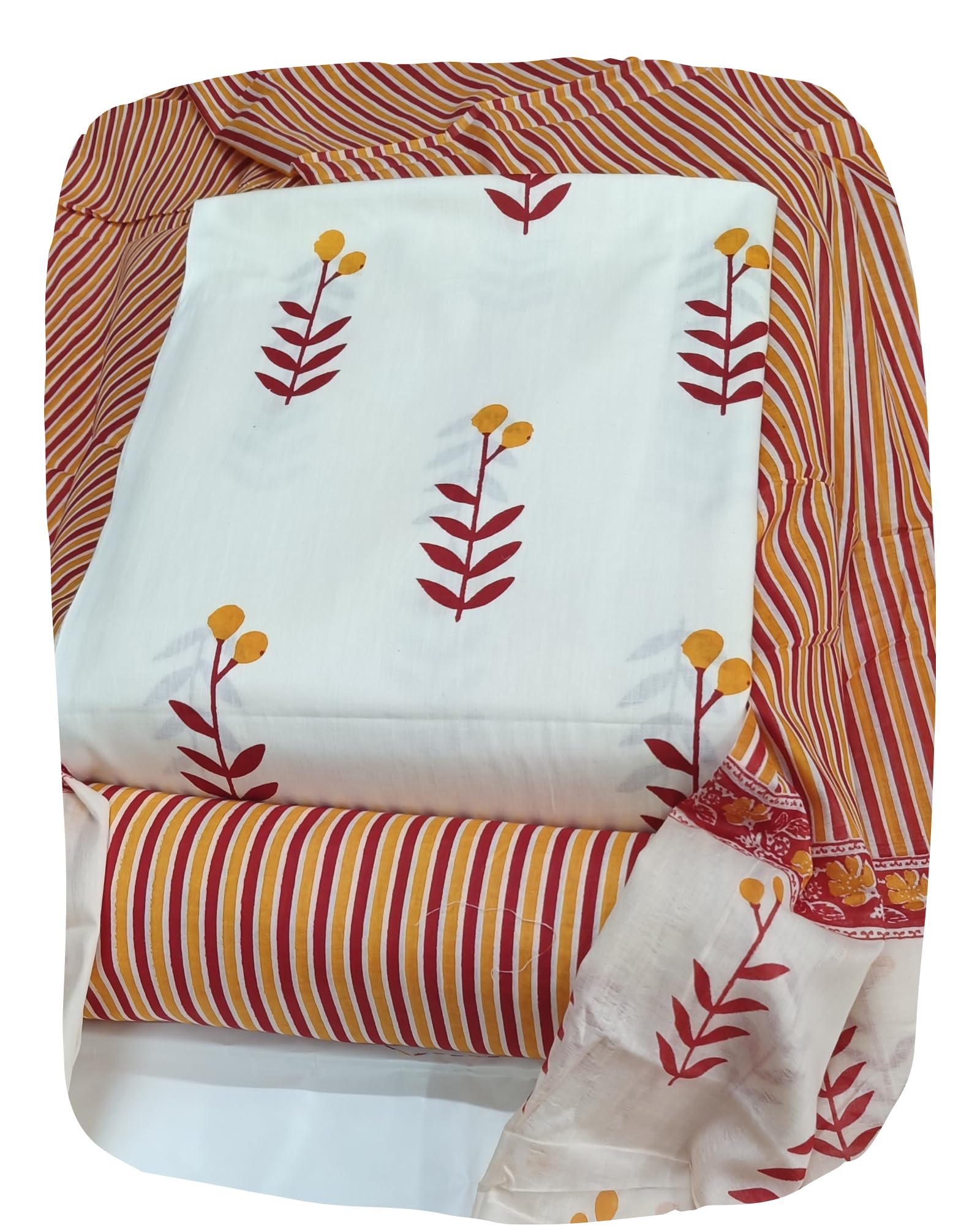DRAVINAM Trends Jaipuri Print Cambric Cotton Unstitched Salwar Suit Dress Material for Women with Mulmul Cotton Dupatta