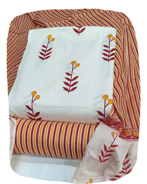 DRAVINAM Trends Jaipuri Print Cambric Cotton Unstitched Salwar Suit Dress Material for Women with Mulmul Cotton Dupatta