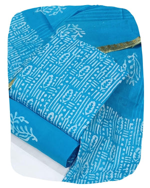 DRAVINAM Trends Unstitched Jaipuri Handmade Wax Batik Print Soft Cotton Dress Material with Dupatta
