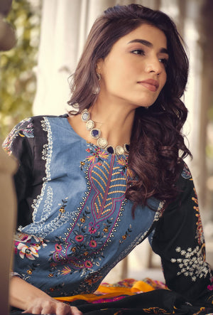 DRAVINAM Trends Unstitched Pakistani Print Embroidered Cotton Salwar Suit Dress Materials with Dupatta