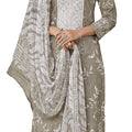 DRAVINAM Trends Women's Unstitched Digital Print Chicken Work Neck Cambric Cotton Salwar Suit Dress Material with Digital Printed Half Pure Chunni/ Dupatta (Grey)