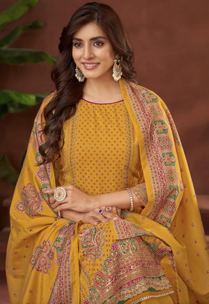 DRAVINAM Trends Kurti 2.50 mtrs, PURE VISCOSE RAYON (3 mtrs apx), PURE MODAL VISCOSE Maslin Dupatta Digital|Yellow