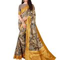 DRAVINAM Trends Printed silk saree with Jacquard Border and Blouse Piece (Grey)