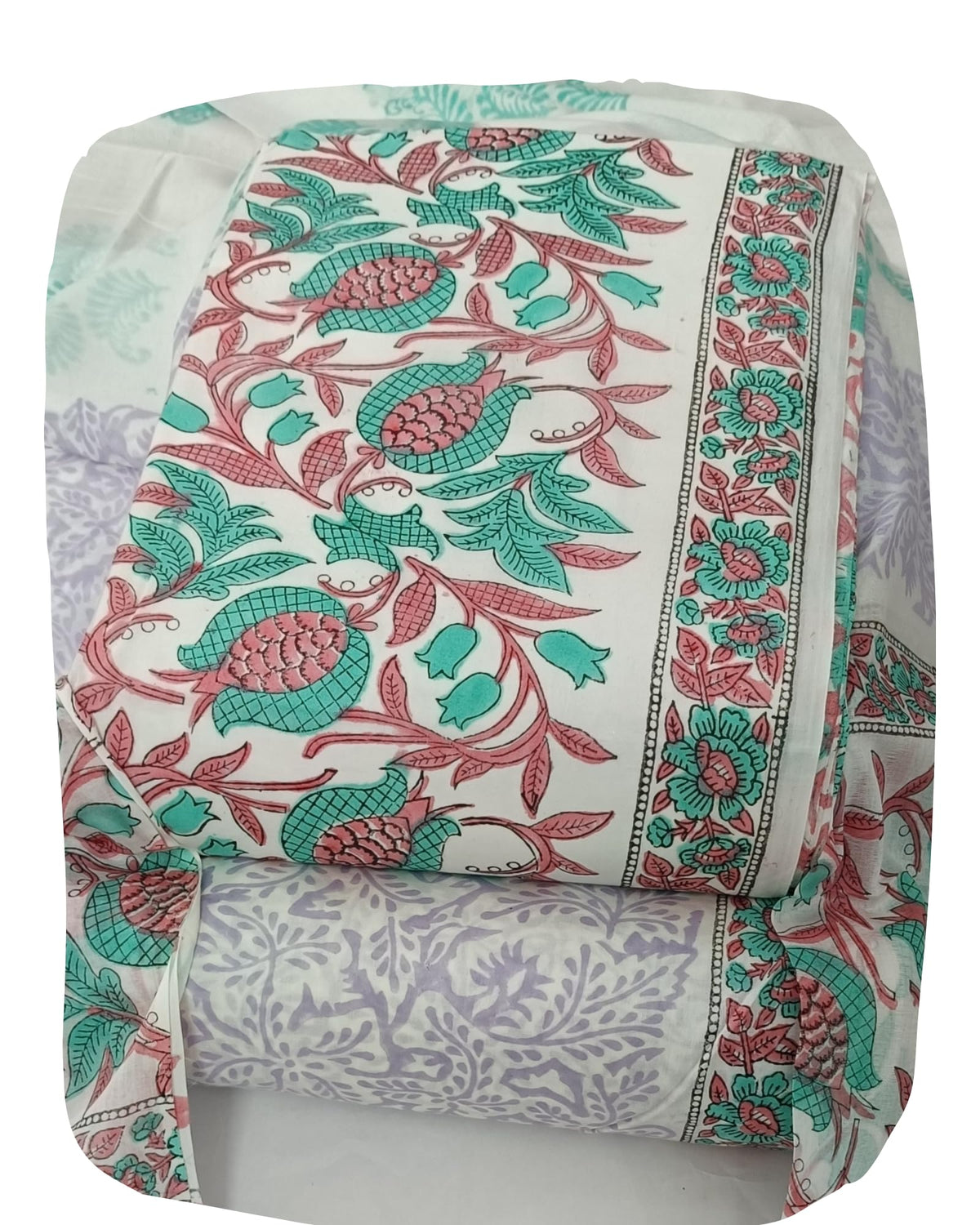 DRAVINAM Trends Hand Block Dabu Print Indigo Cambric Unstitched Cotton Suit Dress Material for Women with Mulmul Cotton Hand Printed Dupatta