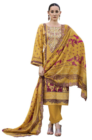 DRAVINAM Trends Women's Unstitched Pakistani Digital Print Embroidered Pure Cotton Salwar Suit Dress Materials with Cotton Embroidered Cutwork Dupatta