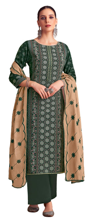 DRAVINAM Trends Women's Unstitched Rayon Salwar Suit Dress Material – Viscose Rayon Printed Hand work Top, Rayon Unstitch Bottom and Embroidered Cotton Dupatta