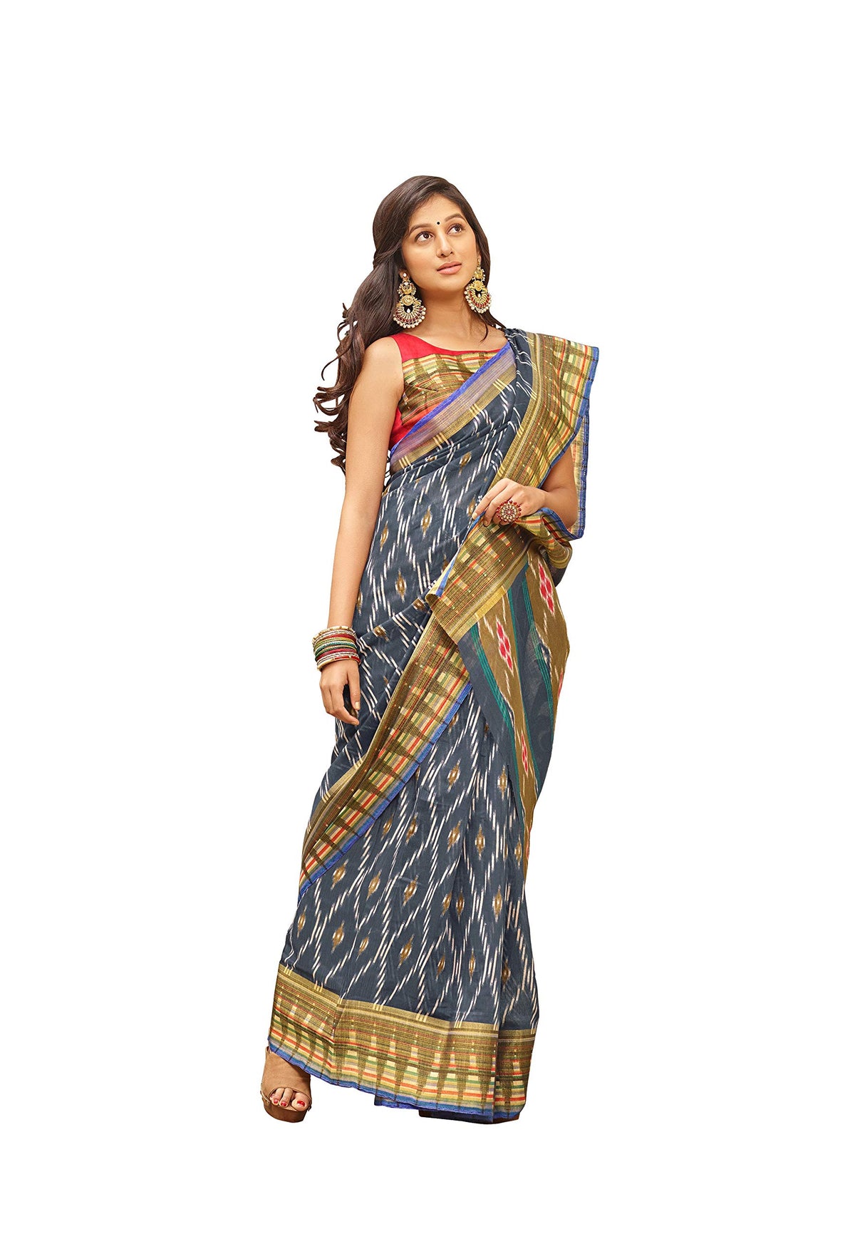DRAVINAM Trends Women's Banarasi Linen Saree With Unstitched Blouse Piece (SareeML_10_Sea Green)