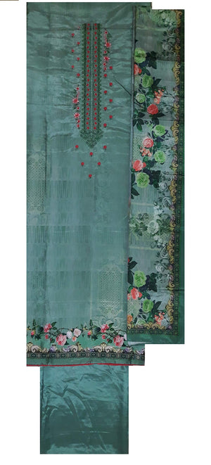 DRAVINAM Trends Women's Unstitched Pure Upada Silk embroidered Salwar Suit Dress Material with Chinon Dupatta (Free size_Grey)