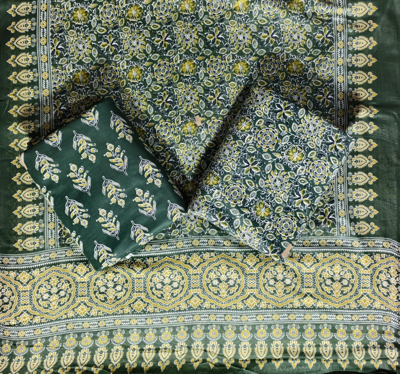 DRAVINAM Trends Jaipuri Print Cambric Cotton Unstitched Salwar Suit Dress Material for Women with Mulmul Cotton Dupatta