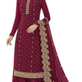 DRAVINAM Trends Women’s Faux Georgette Sequence Embroidered Unstitched Suit Fabric Dress Material with heavy embroidered Dupatta (Red)