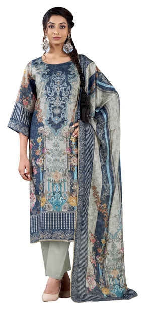 DRAVINAM Trends Pure Viscose Maslin Cotton Digital Printed Heavy Hand Embroidered Suit Dress Material with Unstitched Bottoms and Maslin Printed Dupatta