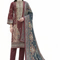 DRAVINAM Trends Women's Unstitched Pakistani Print Embroidered Cotton Salwar Suit Dress Materials with Cotton Printed Dupatta