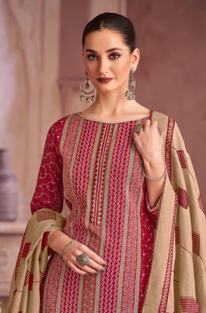 DRAVINAM Trends Women's Unstitched Rayon Salwar Suit Dress Material – Viscose Rayon Printed Hand work Top, Rayon Unstitch Bottom and Embroidered Cotton Dupatta