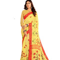 DRAVINAM Trends Women's Soft Khadi Linen Printed Saree with Blouse Piece (Yellow_SareeSRPal_96)