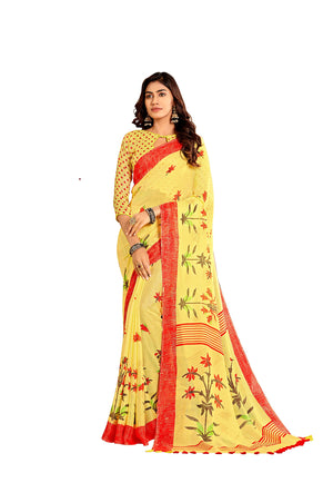 DRAVINAM Trends Women's Woven Kalamkari Printed Soft Cotton Saree with Blouse Piece (SareeKlm_6_Red and Orange)