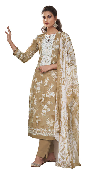 DRAVINAM Trends Women's Unstitched Digital Print Schiffli Chicken Work Pure Cotton Cambric Salwar Suit Dress Material with Digital Printed Bamber Half Pure Dupatta (Pink)