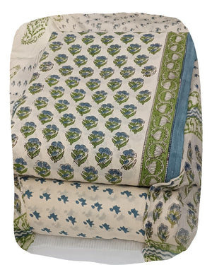 DRAVINAM Trends Hand Block Print Cambric Cotton Unstitched Salwar Suit Set for Women with Pure Chiffon Hand Printed Dupatta