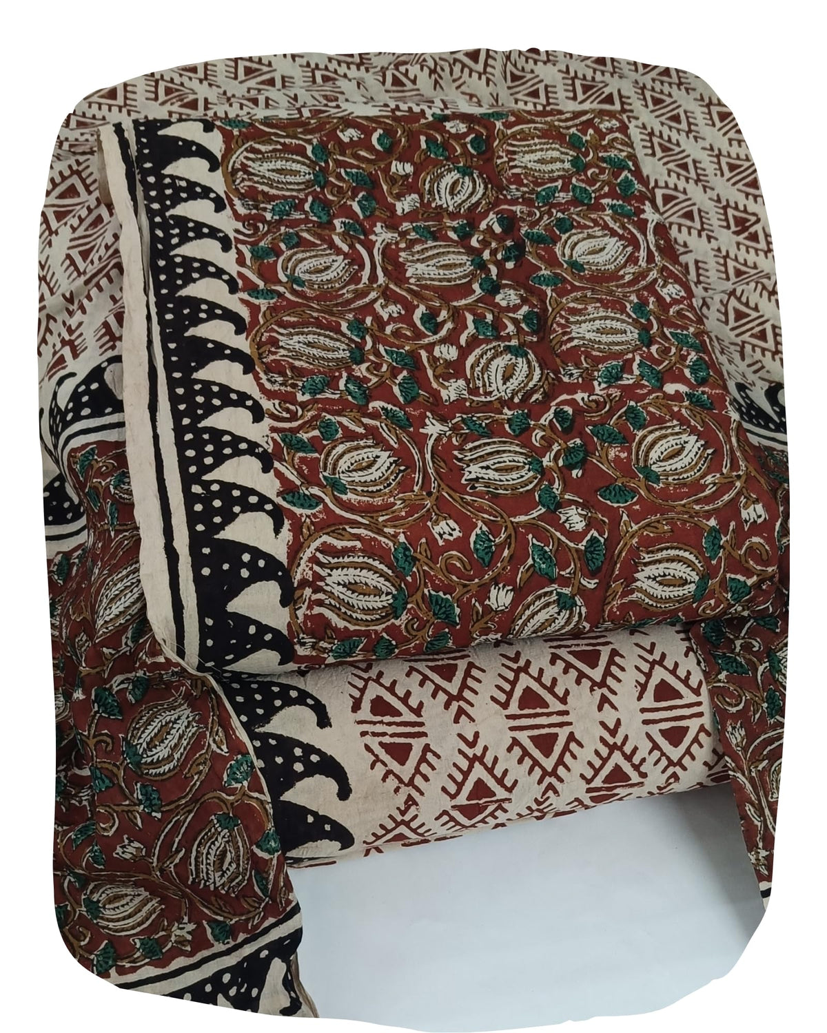 DRAVINAM Trends Women's Jaipuri Pure Cotton Handmade Floral Block Bagh Print Unstitched Dress Material Set with Dupatta (Top, Bottom, and Dupatta Fabric)