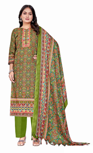DRAVINAM Trends Women's Unstitched Winter Wear Kani Printed Heavy Woolen Pashmina Salwar Suit Dress Material with Printed Shawl Dupatta