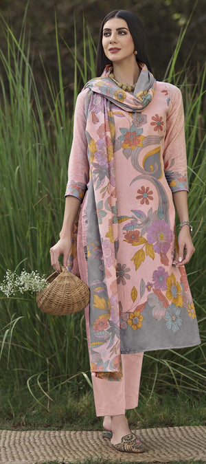 DRAVINAM Trends Pure Cotton Printed Unstitched Salwar Suit Dress Material with Unstitched Bottoms and Cotton Dupatta