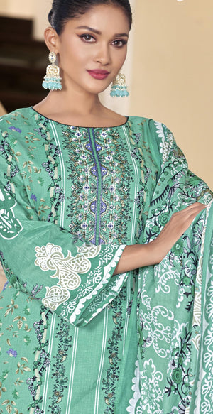 DRAVINAM Trends Women's Unstitched Premium Cambric Cotton Embroidered Suit Material