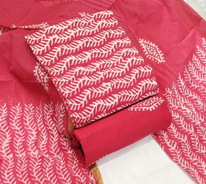 DRAVINAM Trends Unstitched Jaipuri Handmade Wax Batik Print Soft Cotton Dress Material with Dupatta